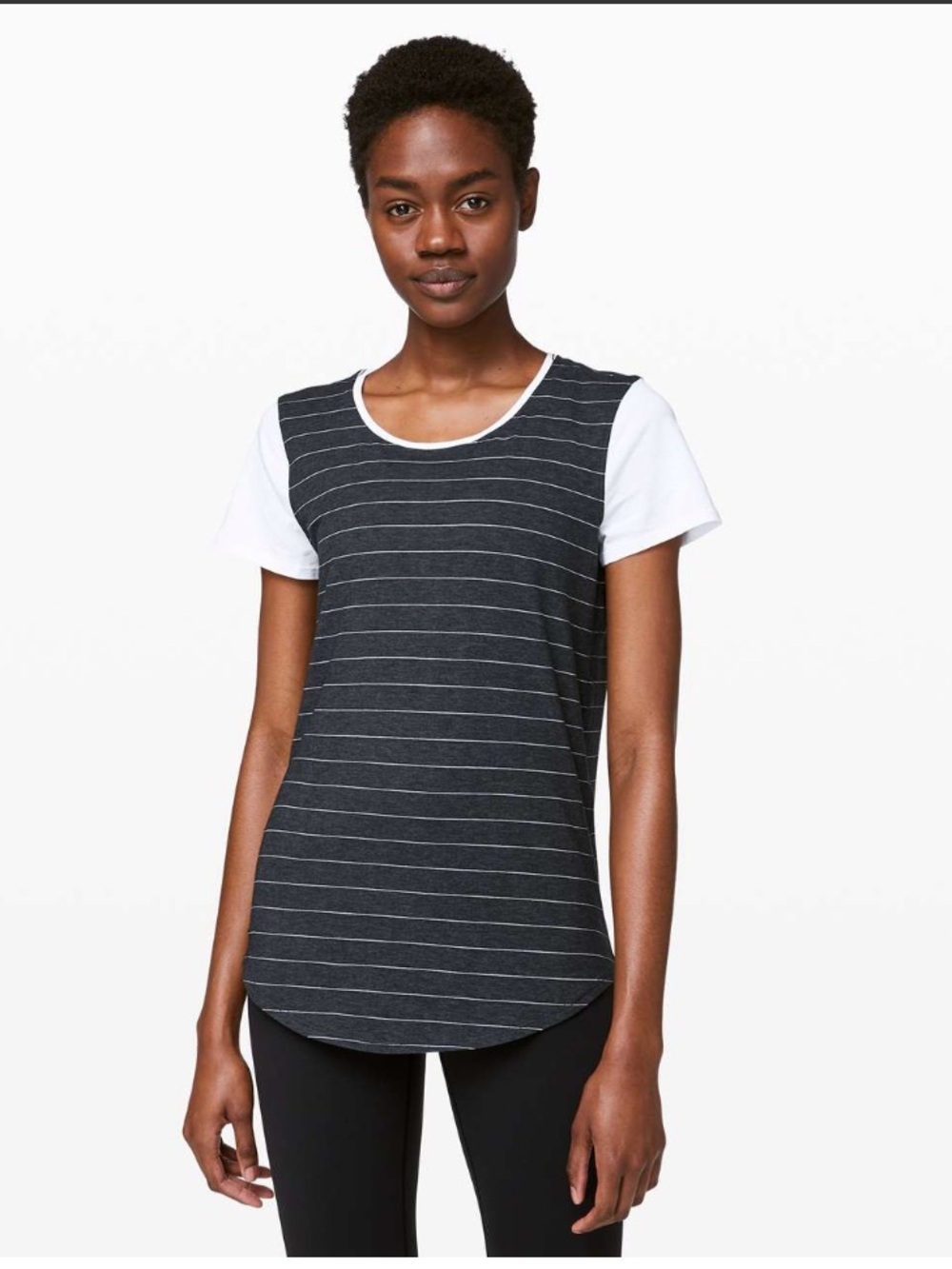 NWT Lululemon Love Crew III Short Serve Stripe Black White Size 6